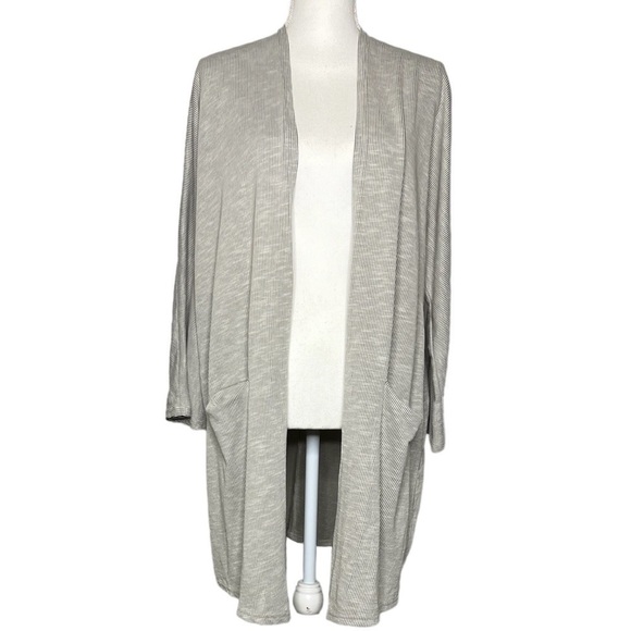 DONNI. Lightweight Open Front Stripe Cardigan - One Size - Picture 2 of 12
